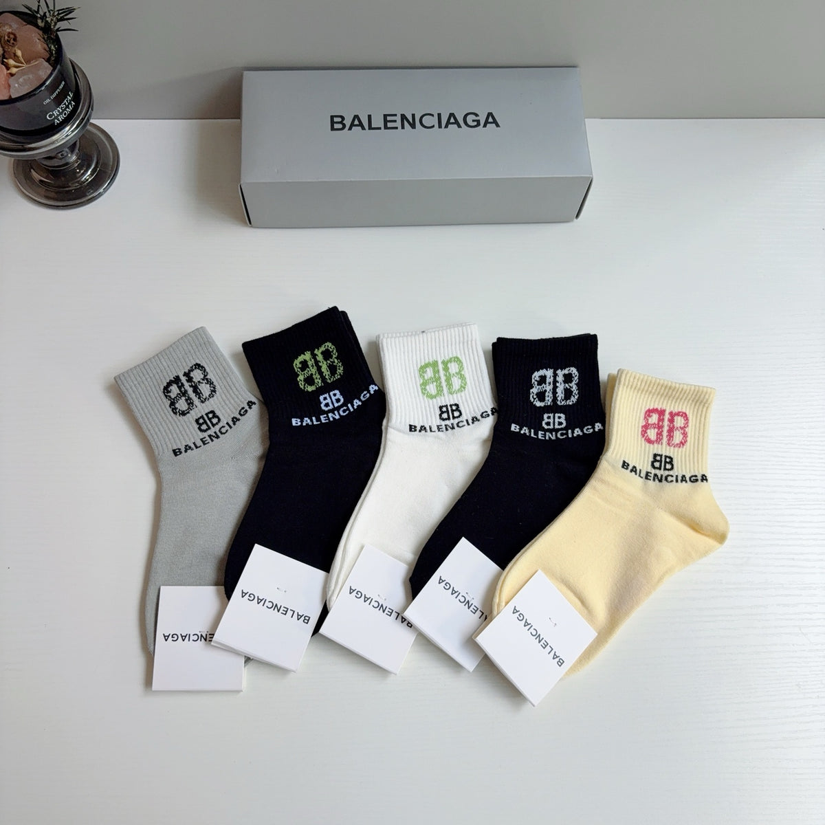 Balenciaga Comfort Crew Socks – 5-Pair Set #002