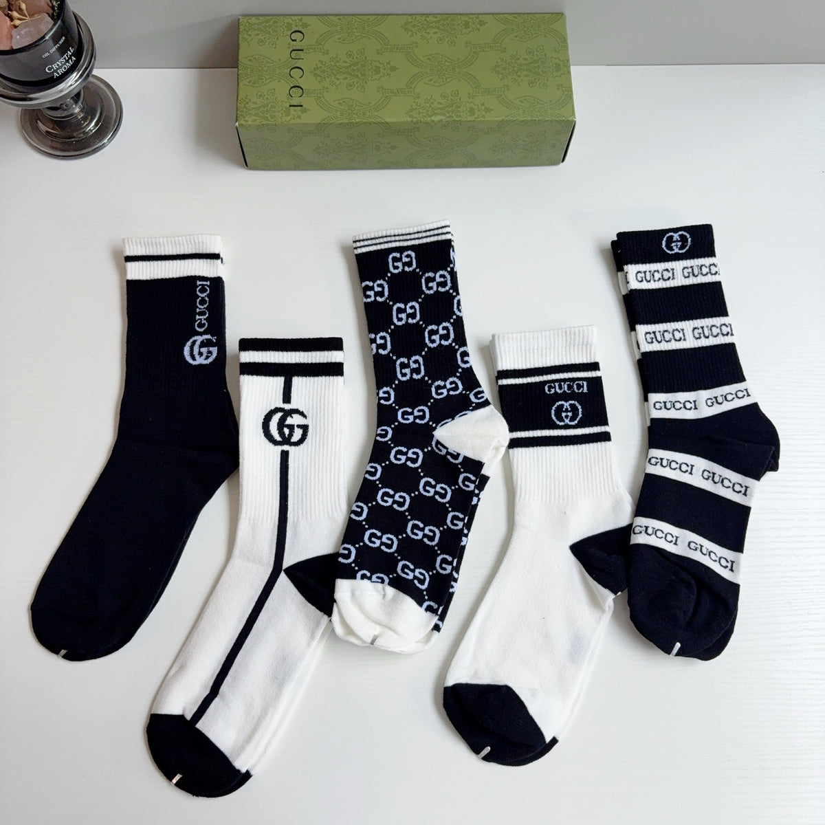 Gucci Cotton Knee-High Socks – 5-Pair Set #004