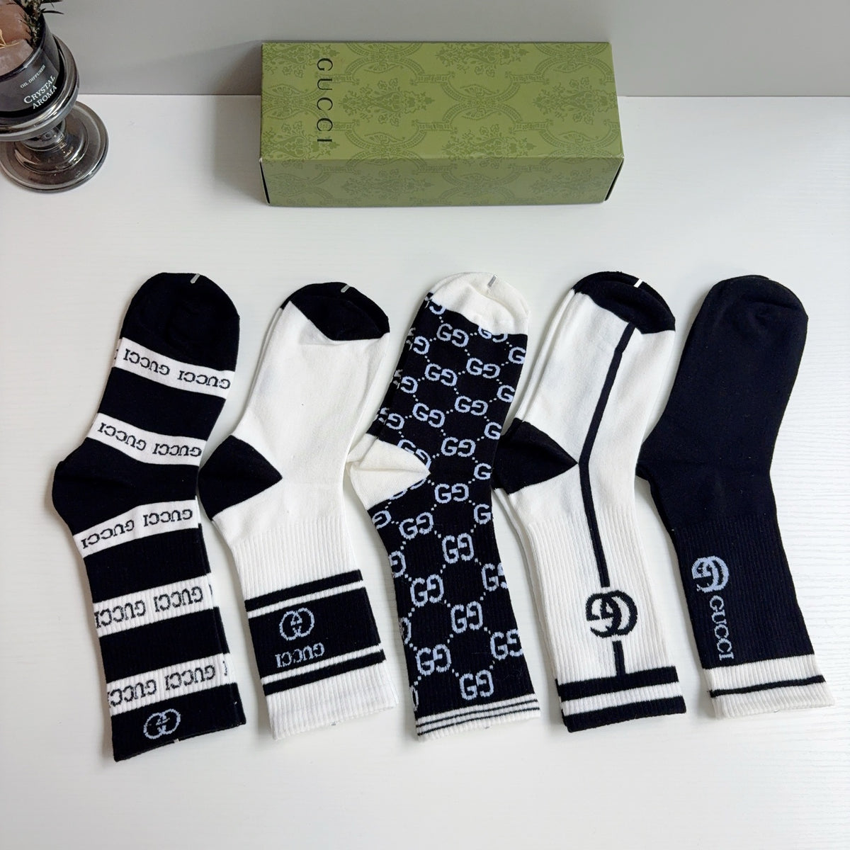 Gucci Cotton Knee-High Socks – 5-Pair Set #004