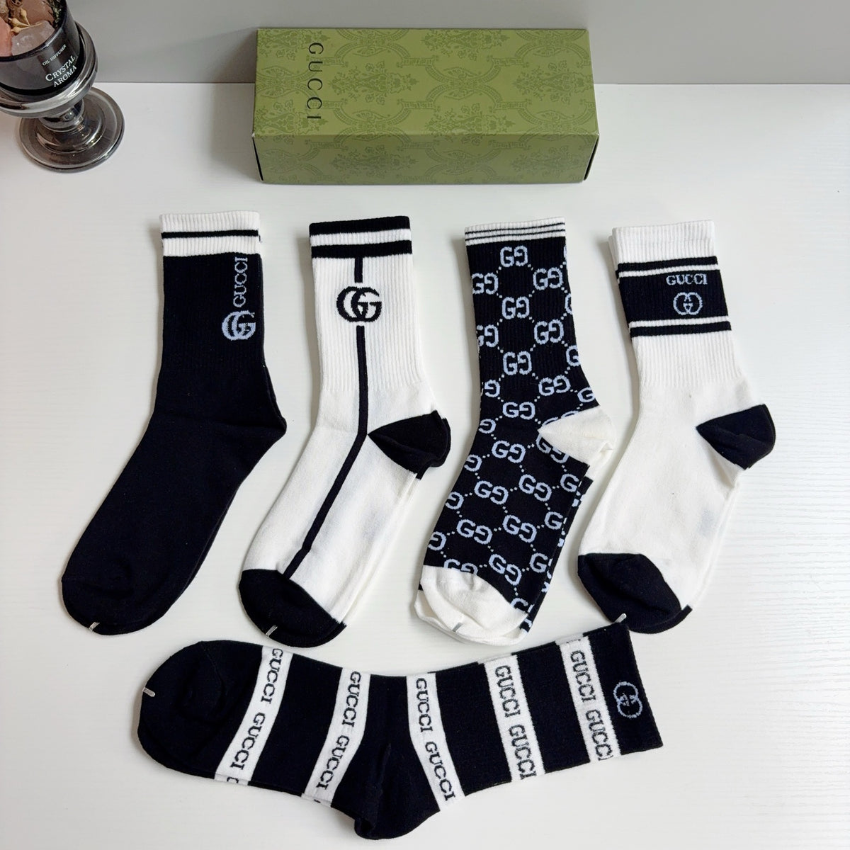 Gucci Cotton Knee-High Socks – 5-Pair Set #004