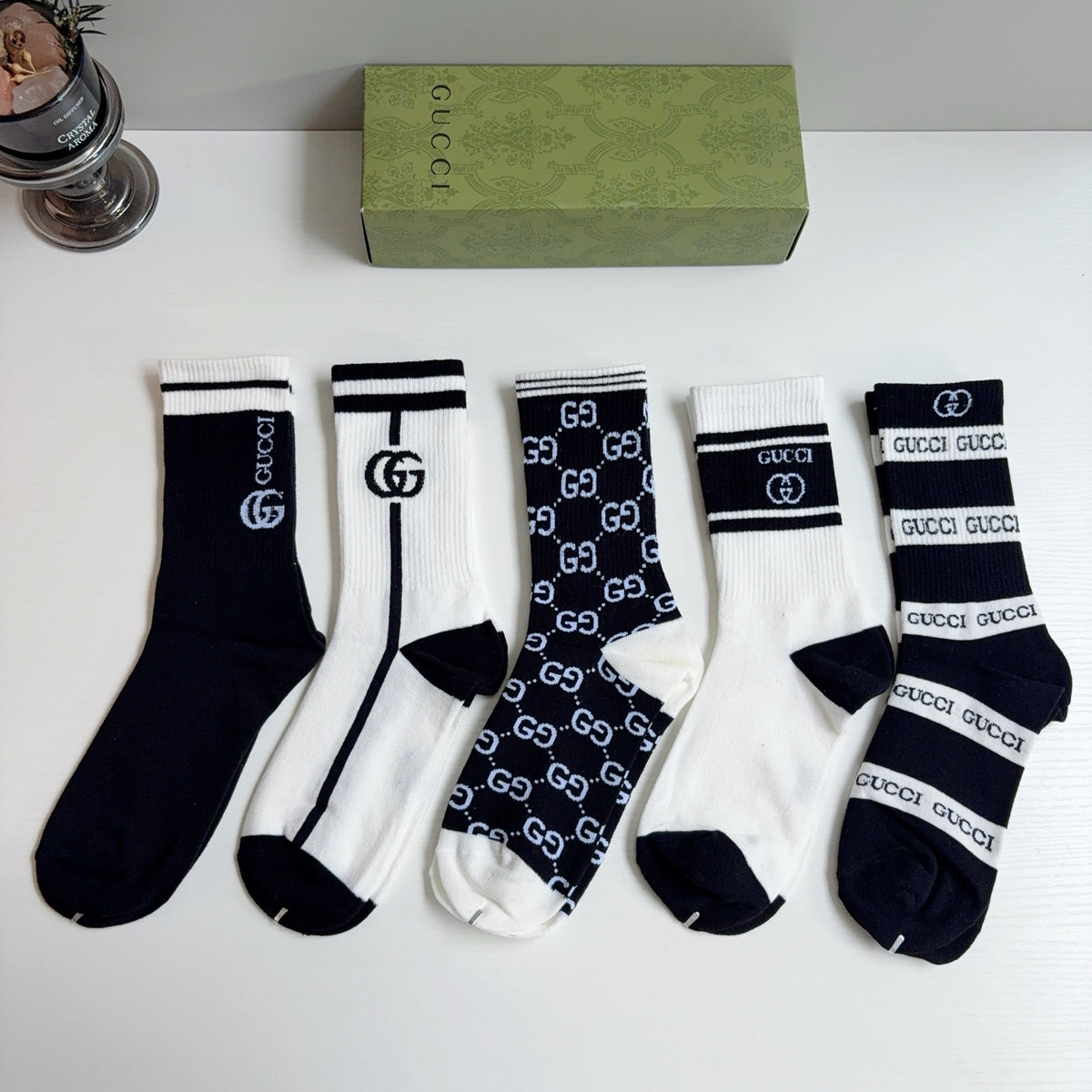 Gucci Cotton Knee-High Socks – 5-Pair Set #004