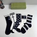 Gucci Cotton Knee-High Socks – 5-Pair Set #004