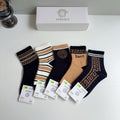 Versace Cotton Knee-High Socks – 5-Pair Set #002