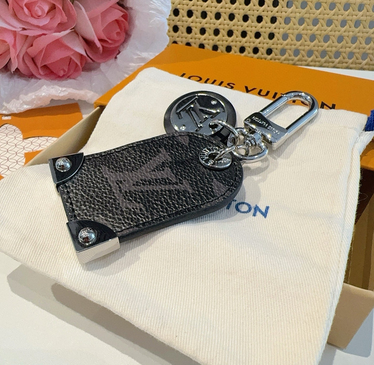 LOUIS VUITTON Logo Bag Charm Keychain