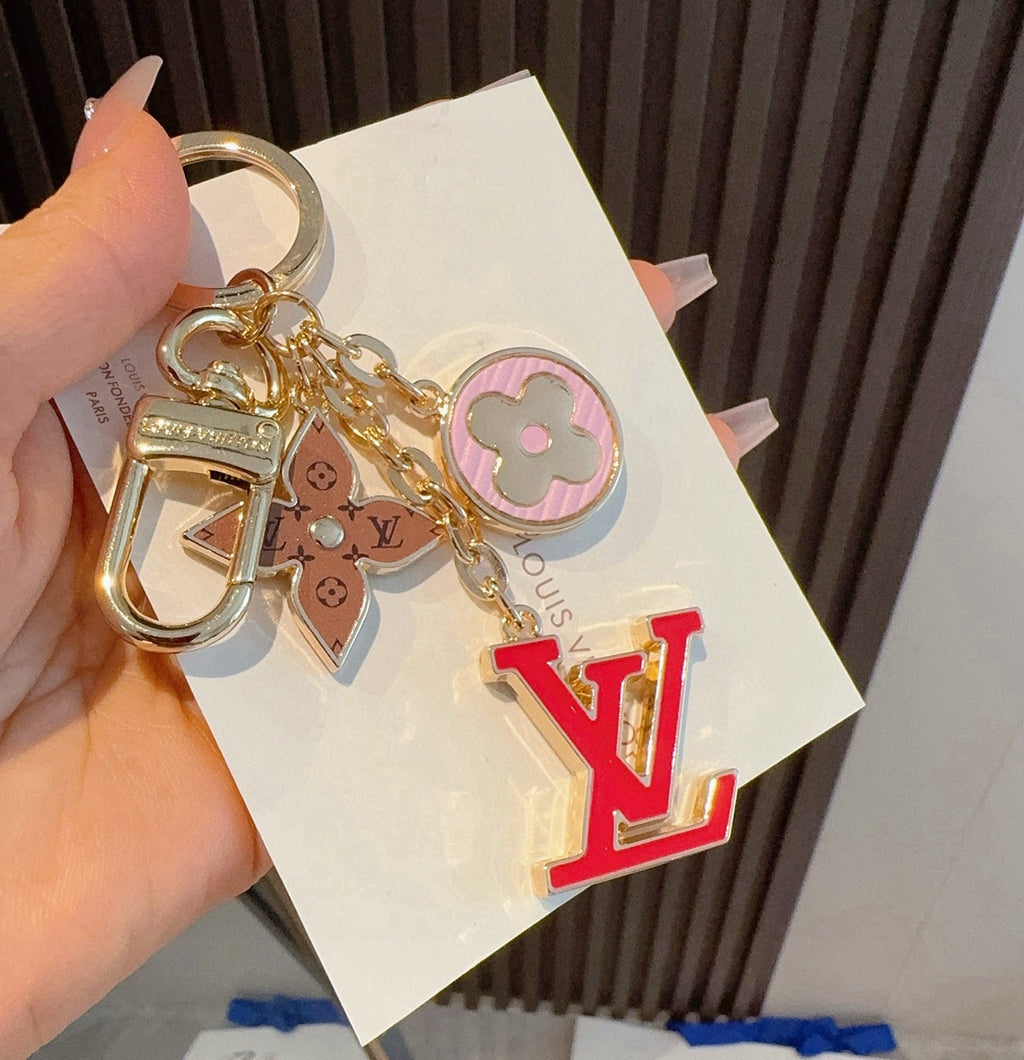 LOUIS VUITTON Canvas Flower Bag Charm Keychain