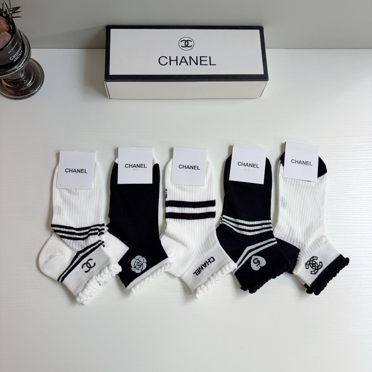 Chanel Comfort Ankle Socks – 5-Pair Set #001