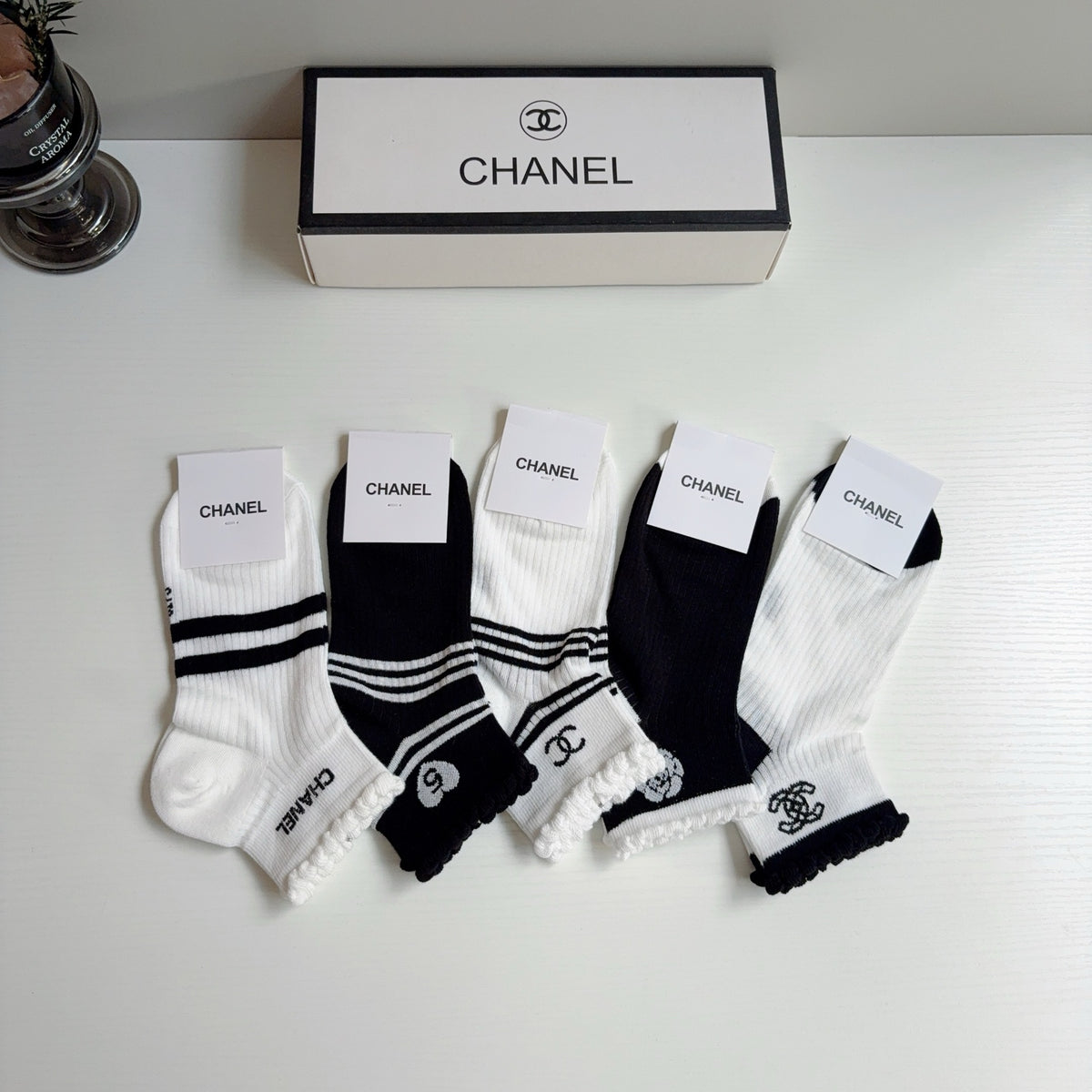 Chanel Comfort Ankle Socks – 5-Pair Set #001