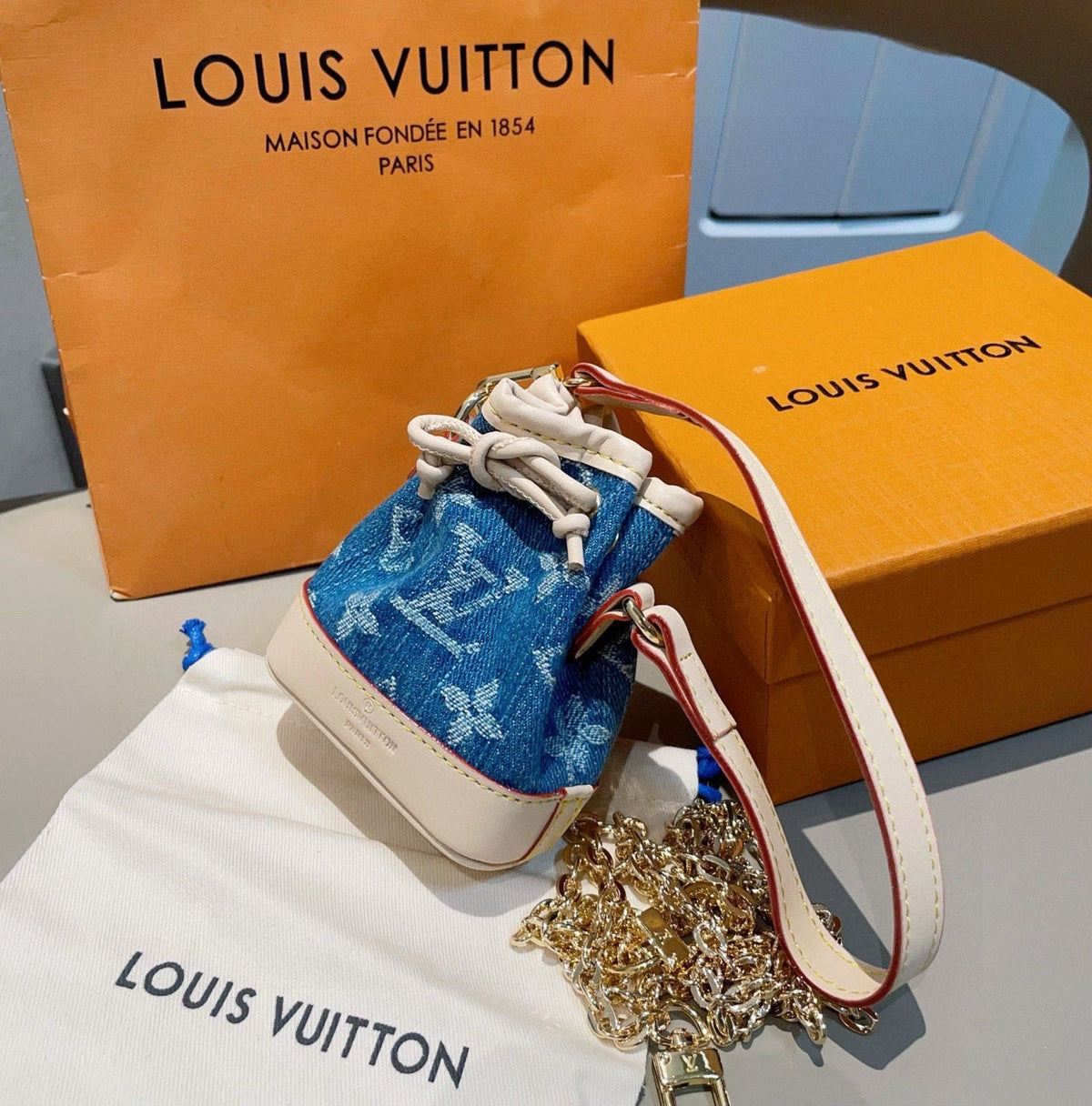 LOUIS VUITTON Denim Mini Bag Bag Charm