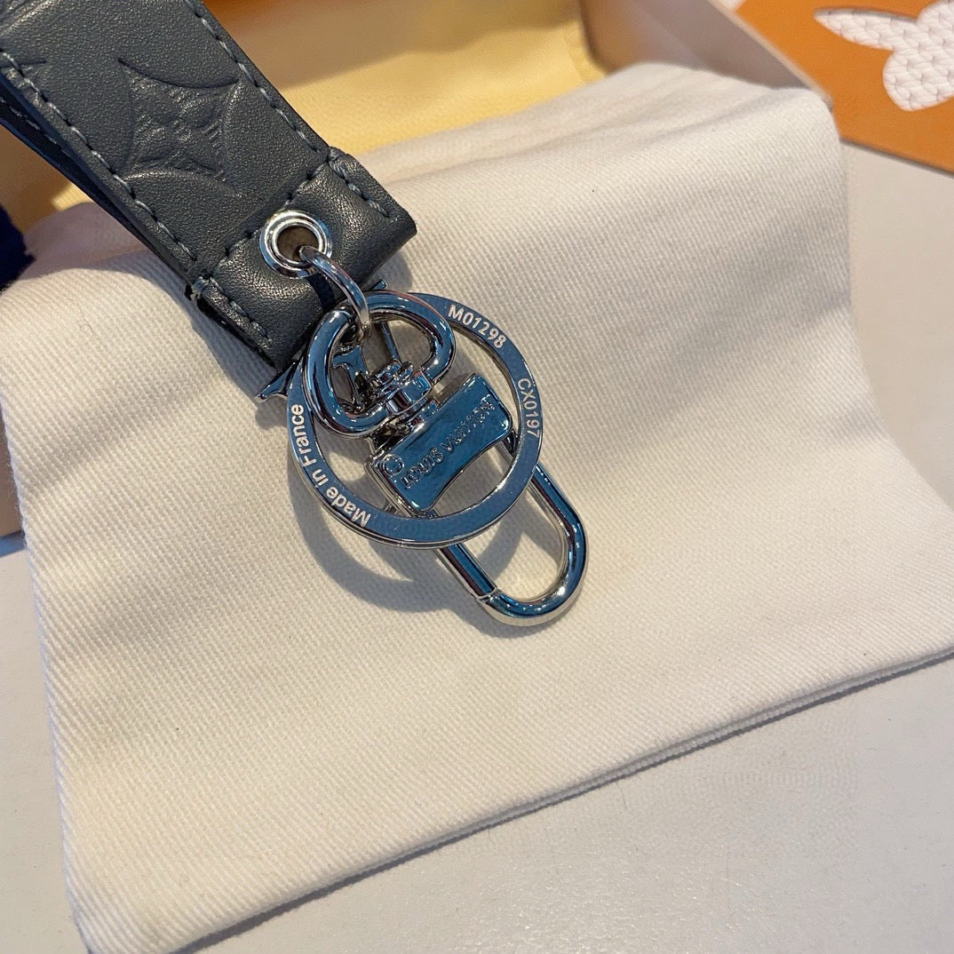 LOUIS VUITTON Canvas Metal Bag Charm Keychain