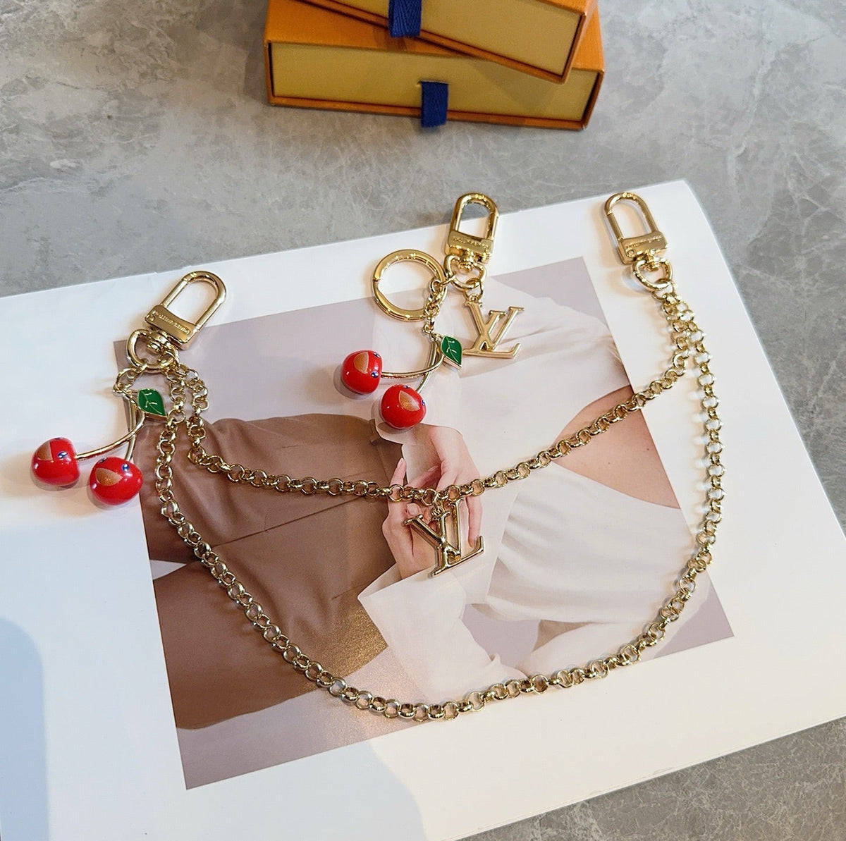 LOUIS VUITTON Logo Bag Charm Keychain