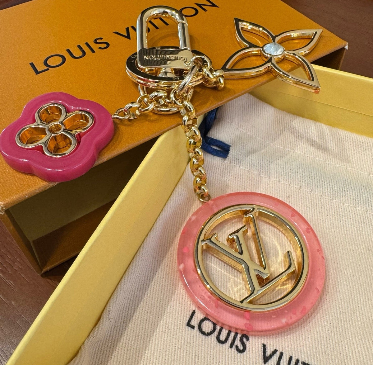 LOUIS VUITTON Canvas Metal Bag Charm Keychain