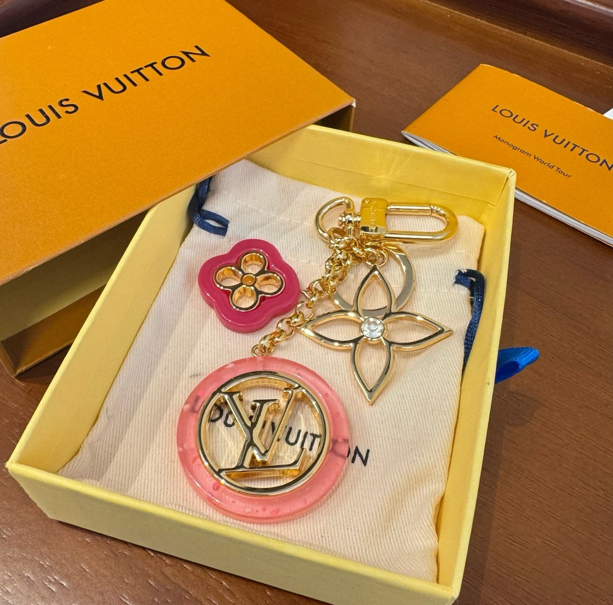 LOUIS VUITTON Canvas Metal Bag Charm Keychain