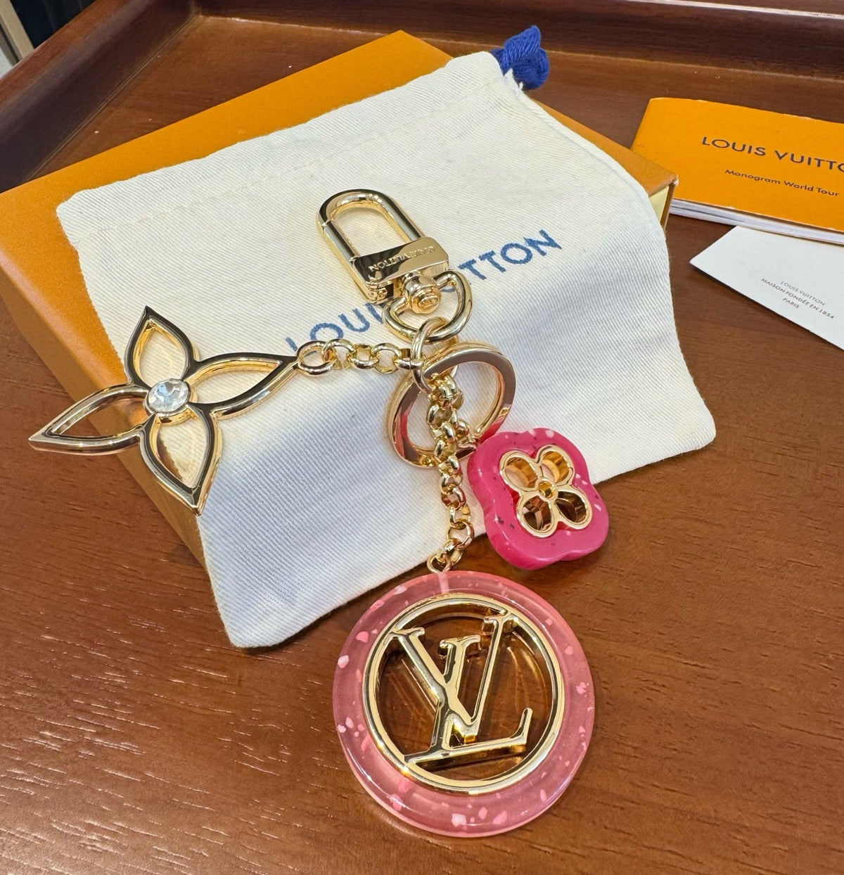 LOUIS VUITTON Canvas Metal Bag Charm Keychain