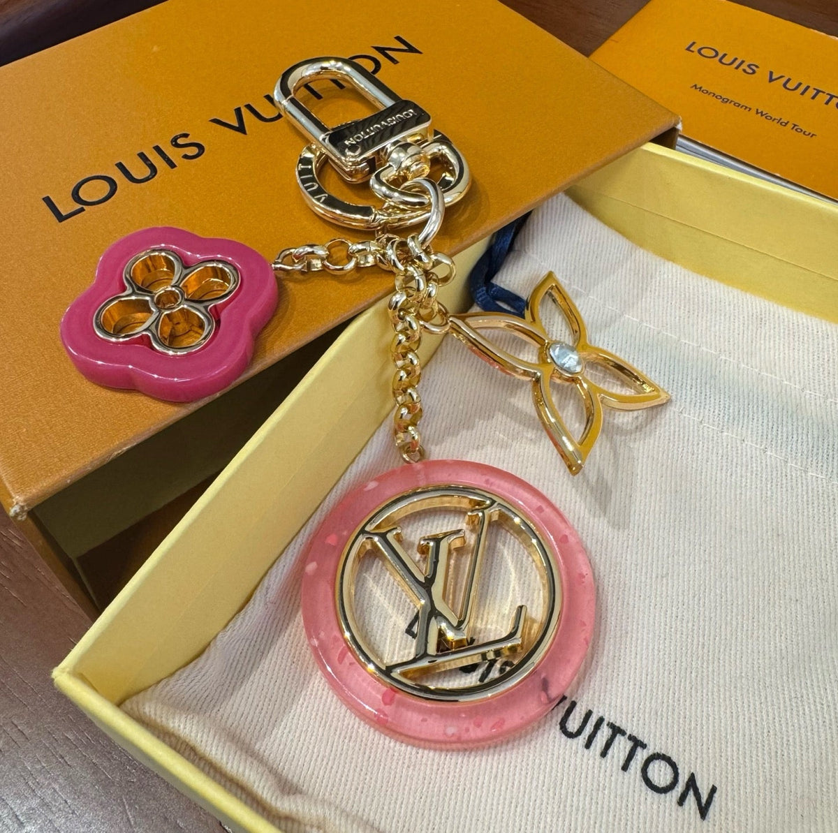LOUIS VUITTON Canvas Metal Bag Charm Keychain