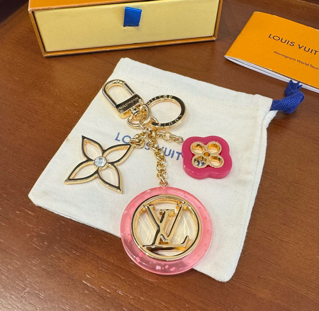 LOUIS VUITTON Canvas Metal Bag Charm Keychain