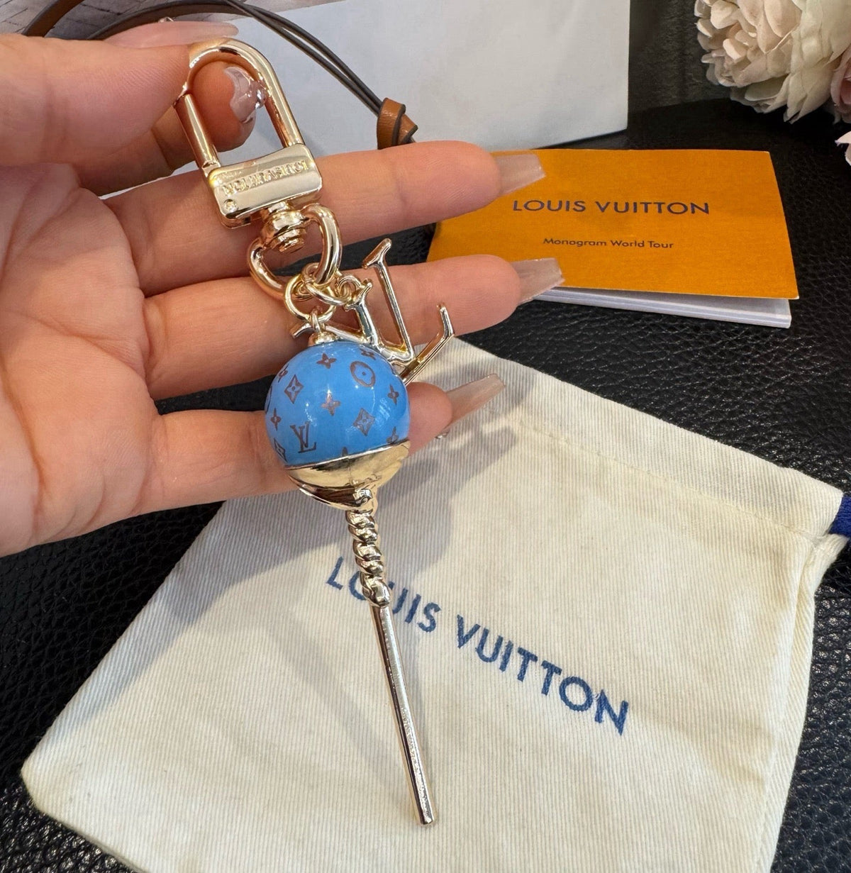 LOUIS VUITTON Canvas Logo Bag Charm Keychain