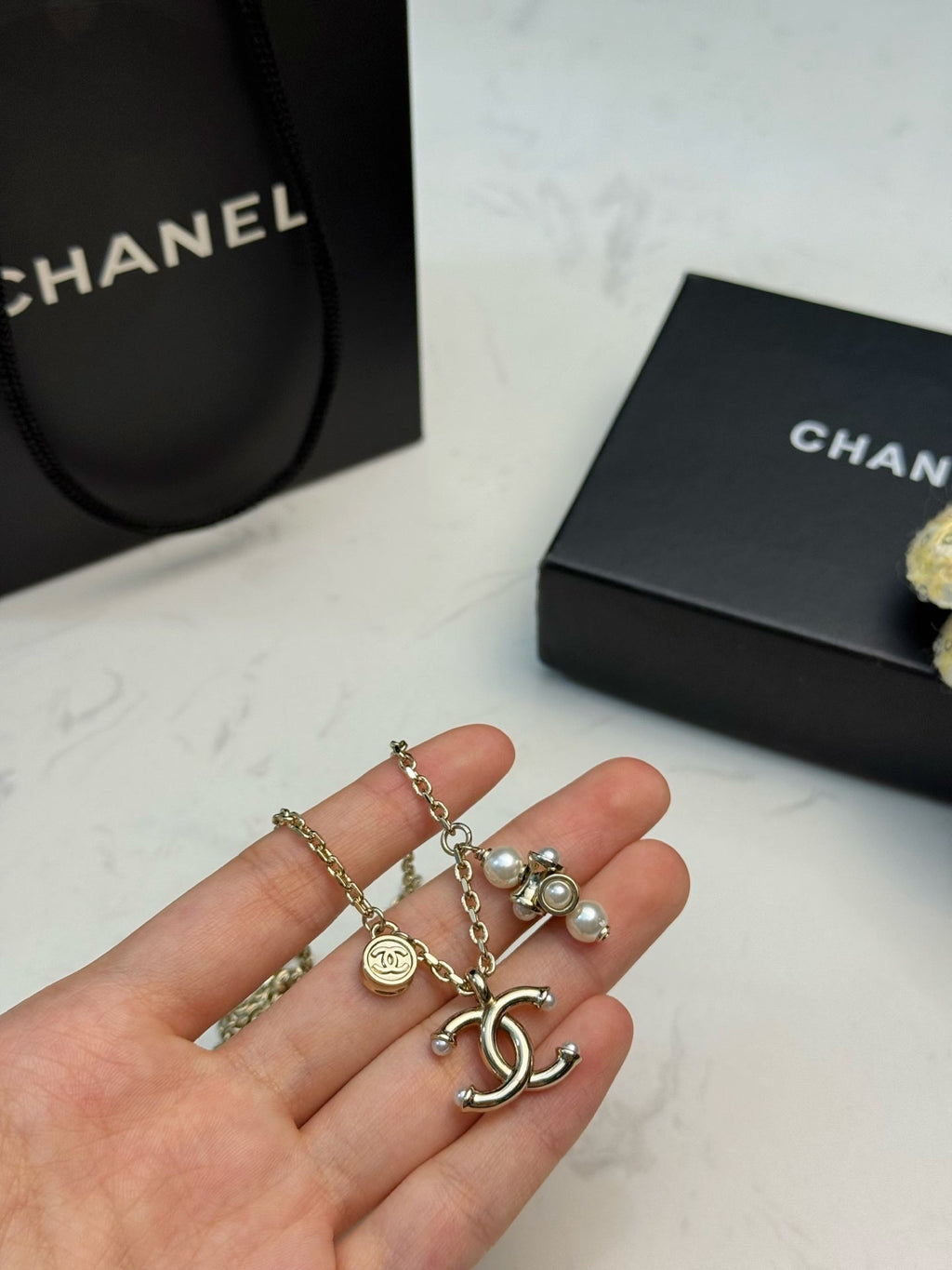 CHANEL Pearl Double-C Pendant Necklace