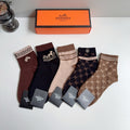 Hermes Comfort Crew Socks – 5-Pair Set #004