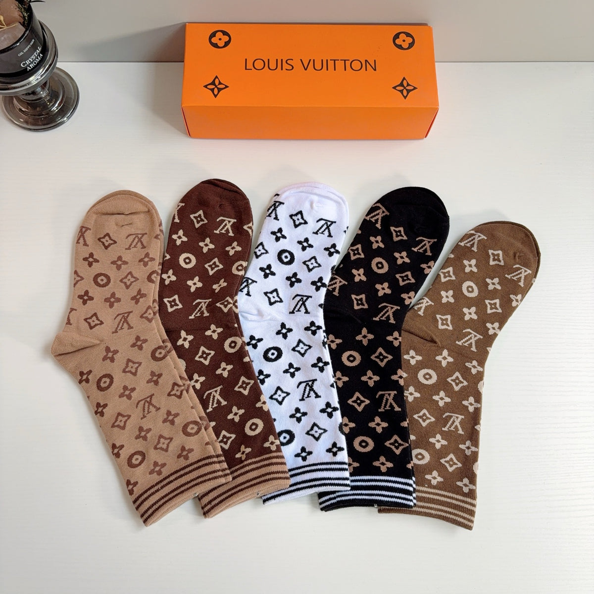 Louis Vuitton Comfort Knee-High Socks – 5-Pair Set #005
