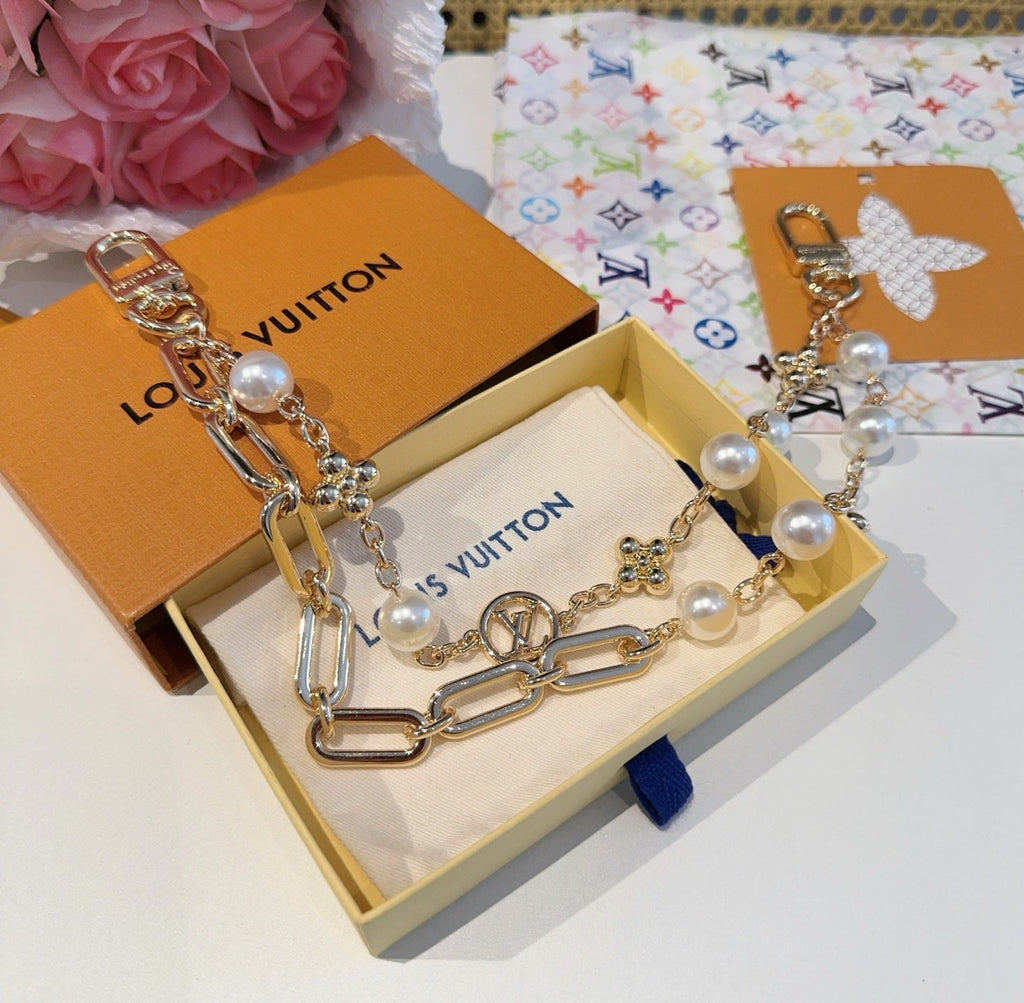 LOUIS VUITTON Canvas Cherry Blossom Bag Charm Keychain