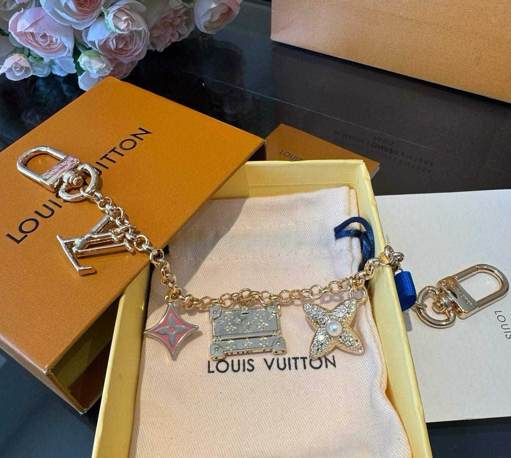 LOUIS VUITTON Canvas Cherry Blossom Bag Charm Keychain