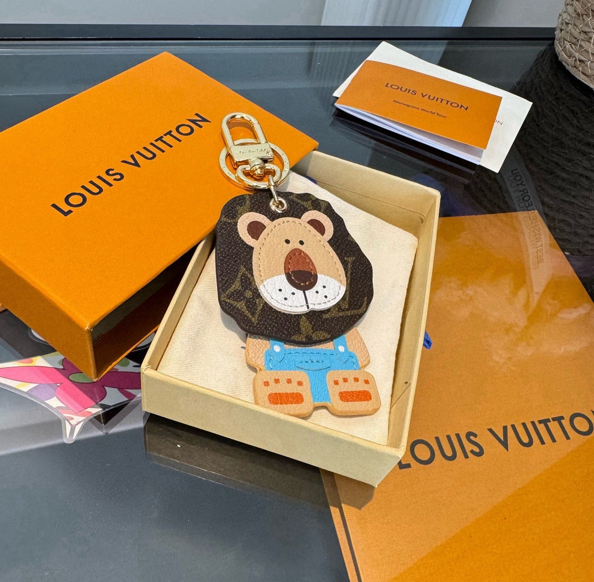 LOUIS VUITTON Canvas Metal Bag Charm Keychain