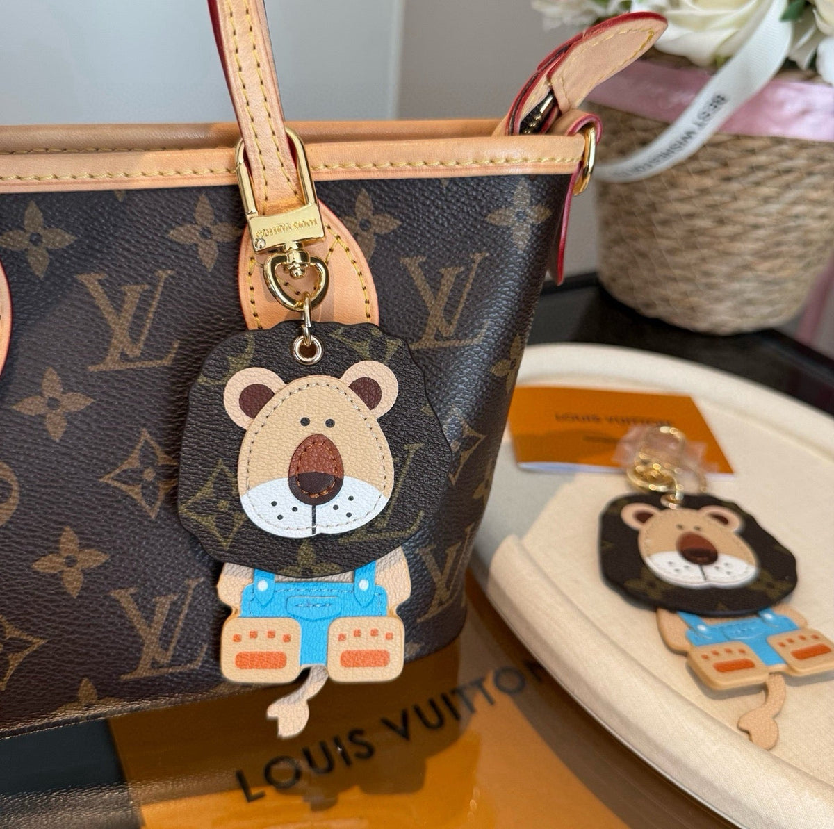 LOUIS VUITTON Canvas Metal Bag Charm Keychain