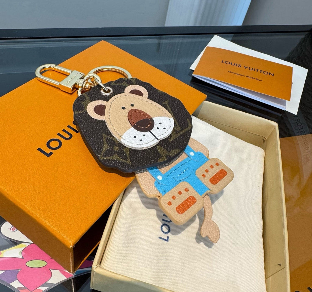 LOUIS VUITTON Canvas Metal Bag Charm Keychain