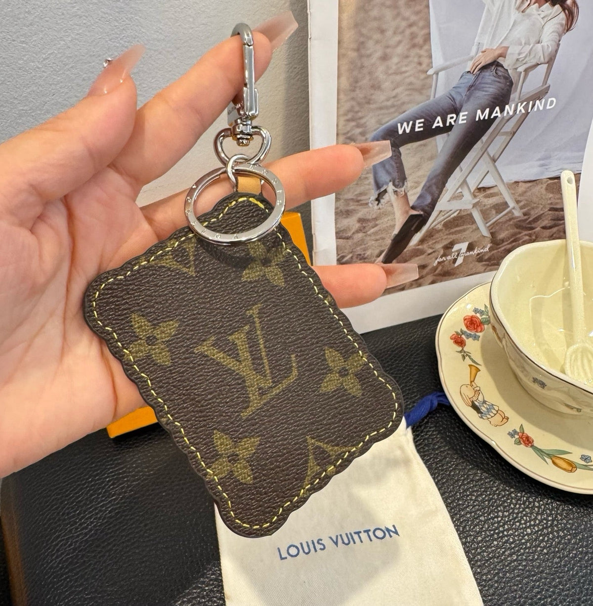 LOUIS VUITTON Canvas Logo Bag Charm Keychain