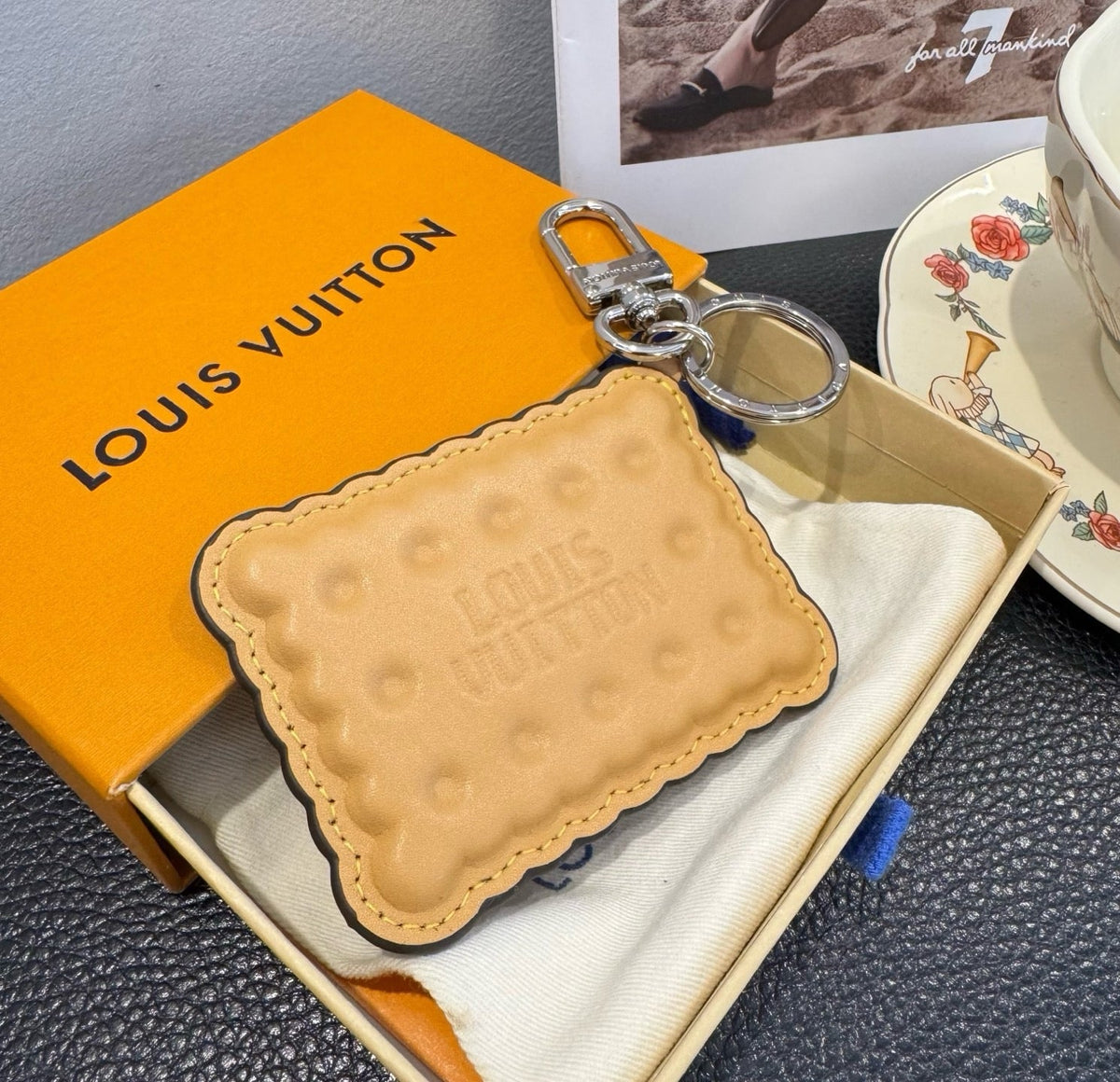 LOUIS VUITTON Canvas Logo Bag Charm Keychain
