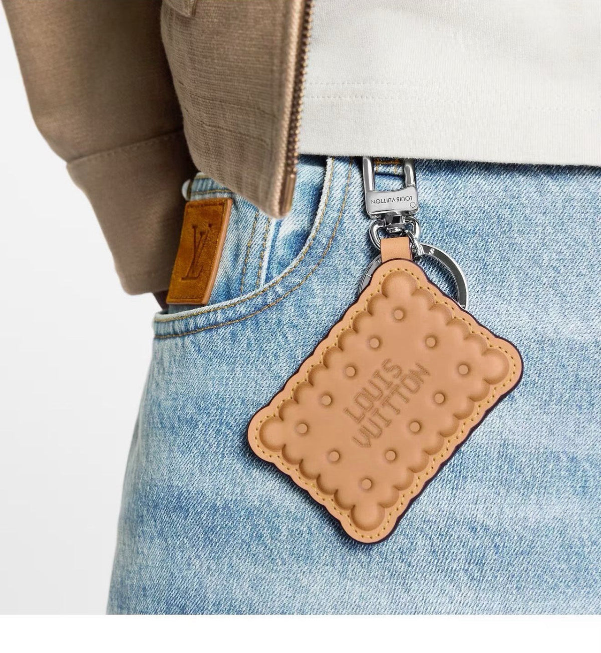 LOUIS VUITTON Canvas Logo Bag Charm Keychain