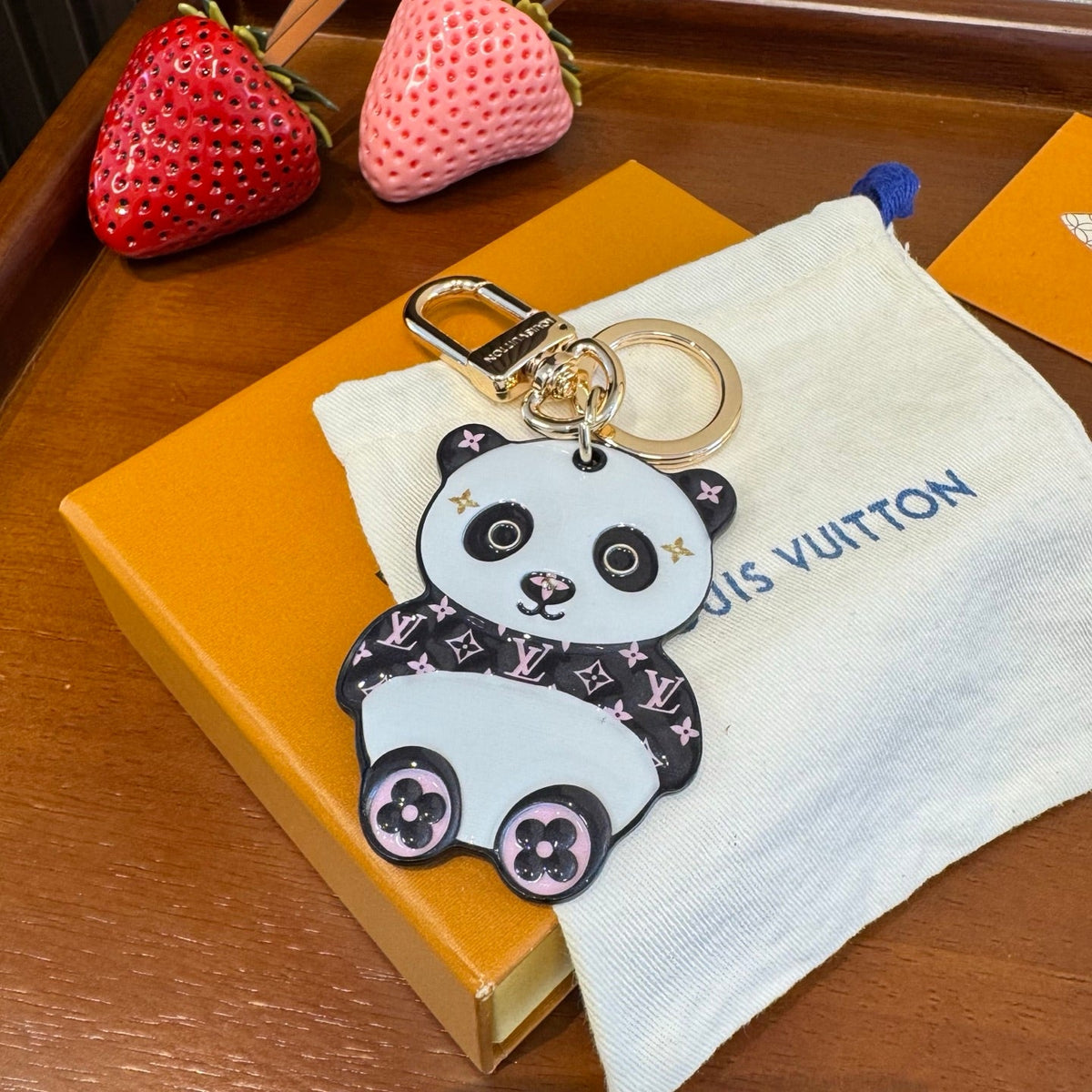 LOUIS VUITTON Metal Panda Bag Charm Keychain