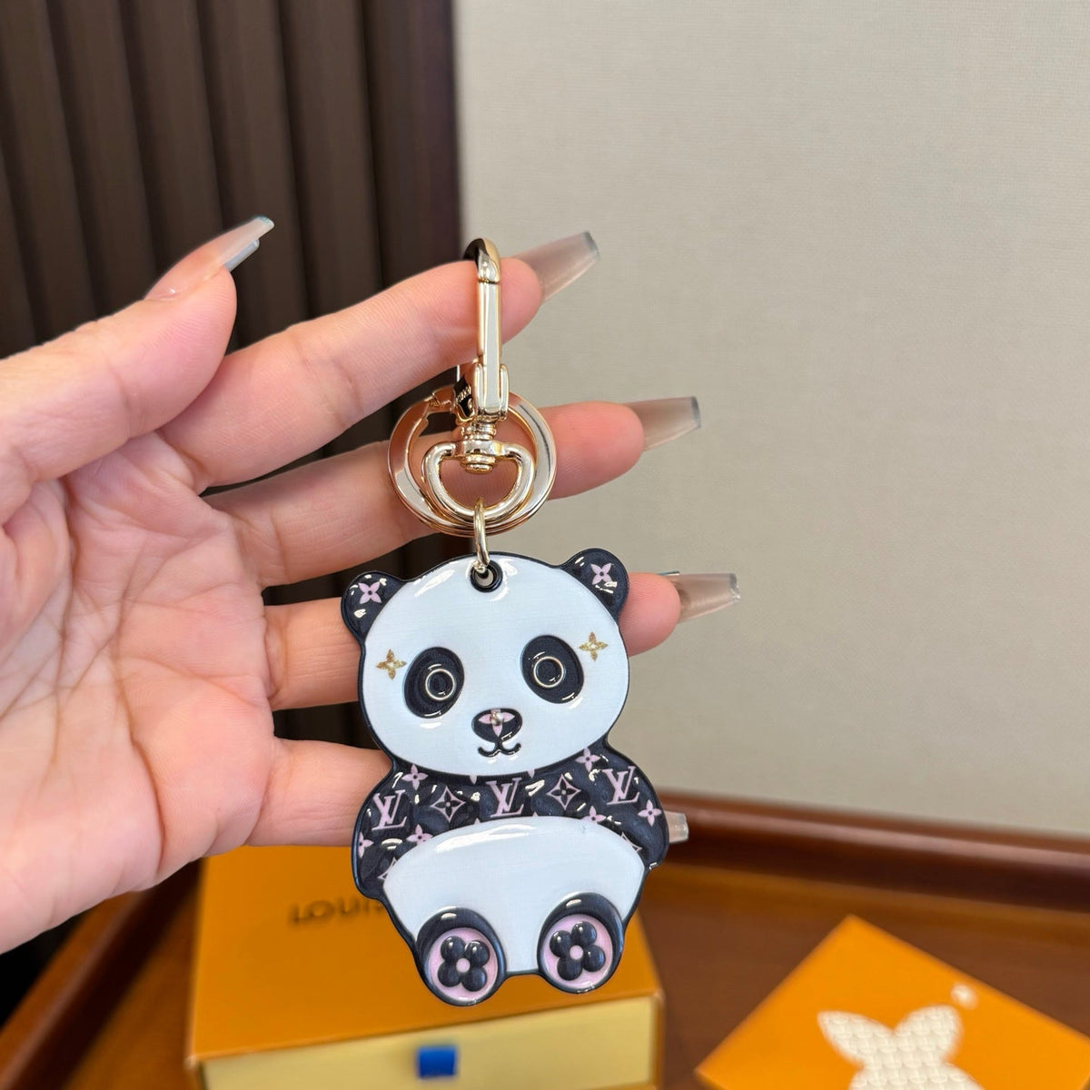 LOUIS VUITTON Metal Panda Bag Charm Keychain