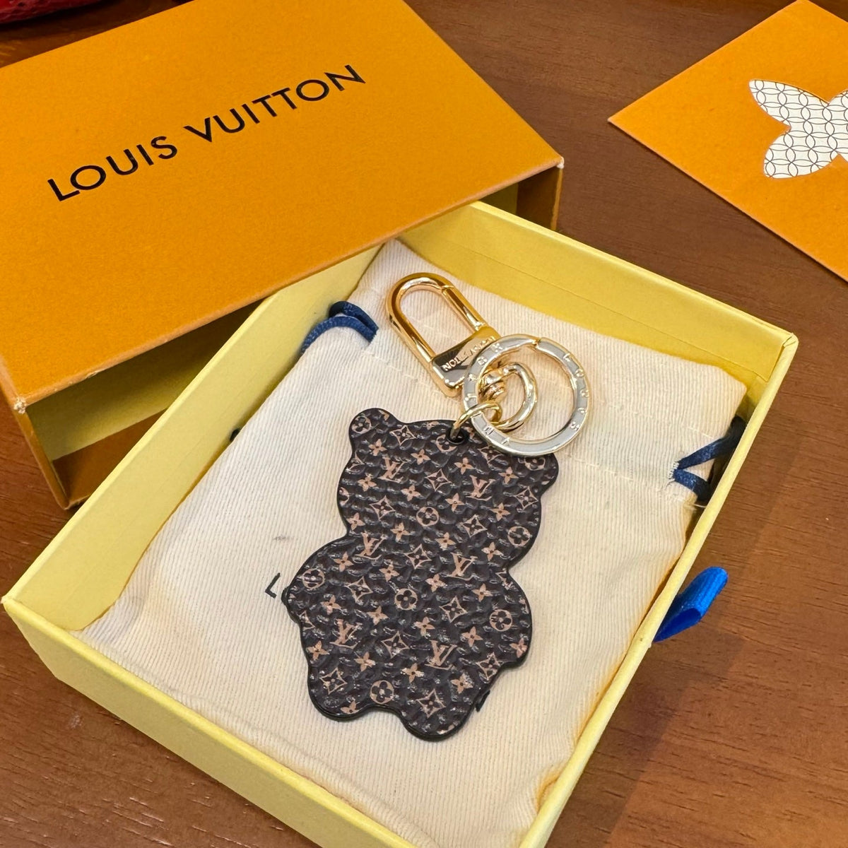 LOUIS VUITTON Metal Panda Bag Charm Keychain
