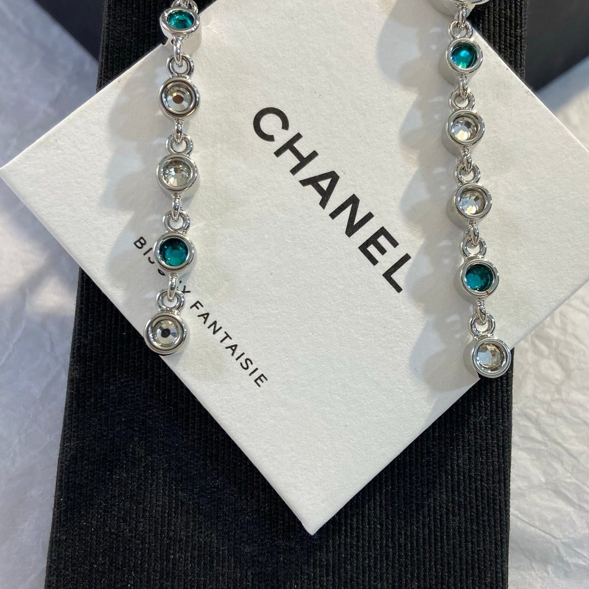 CHANEL Crystal Enamel Tassel Earrings