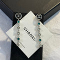CHANEL Crystal Enamel Tassel Earrings