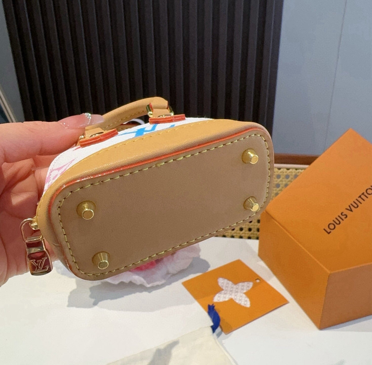 LOUIS VUITTON Canvas Metal Mini Bag Bag Charm