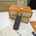 LOUIS VUITTON Leather Canvas Bag Charm Keychain