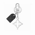 LOUIS VUITTON Leather Canvas Bag Charm Keychain