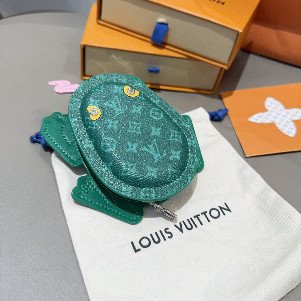LOUIS VUITTON Leather Canvas Bag Charm Keychain