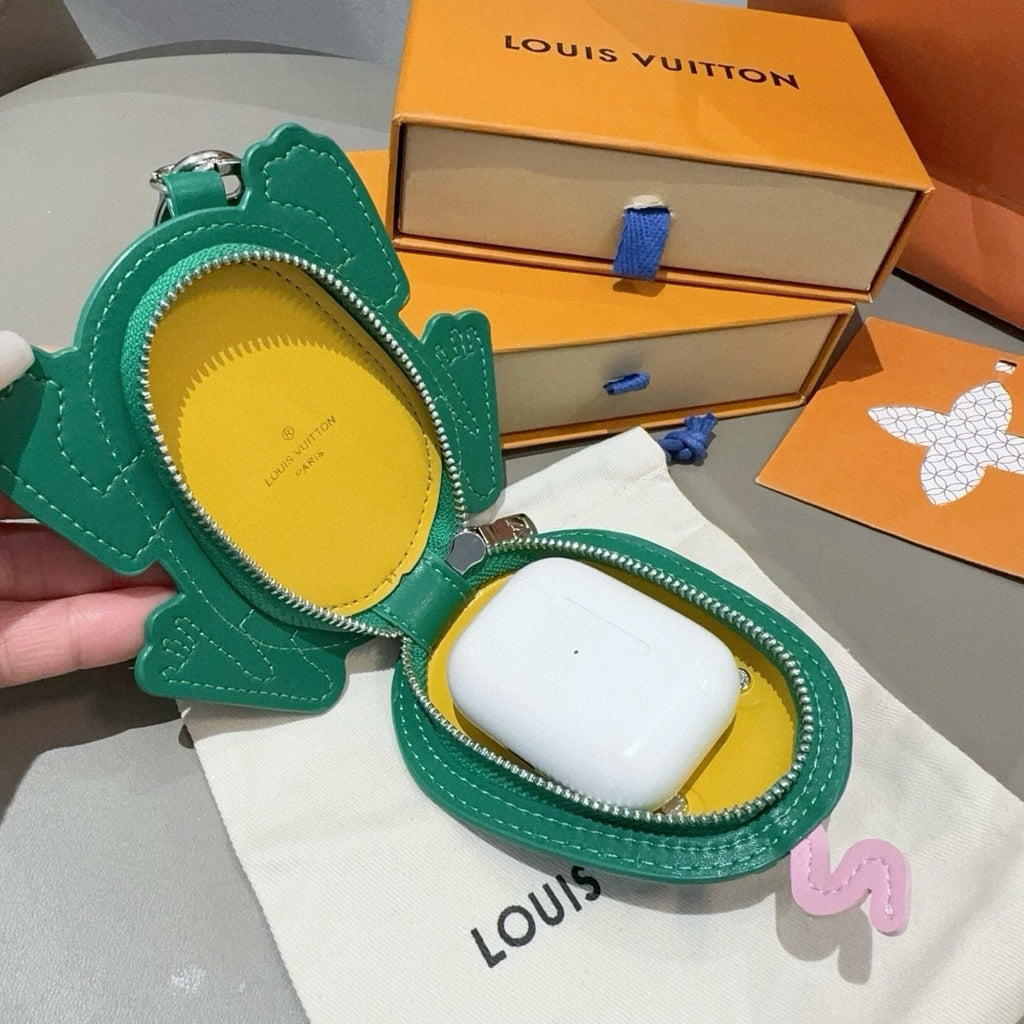 LOUIS VUITTON Leather Canvas Bag Charm Keychain