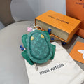 LOUIS VUITTON Leather Canvas Bag Charm Keychain
