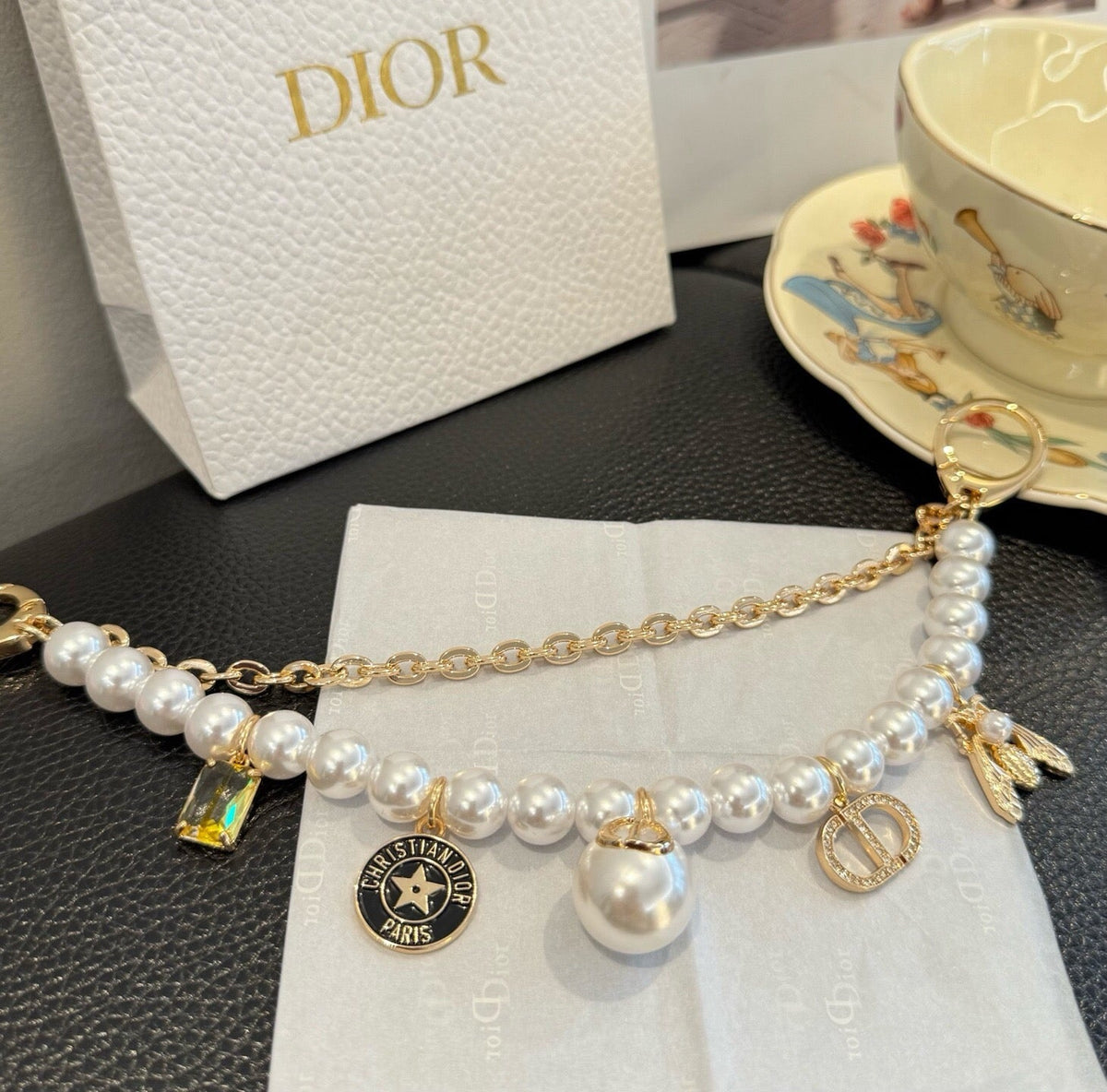 DIOR Pearl Bag Charm Keychain