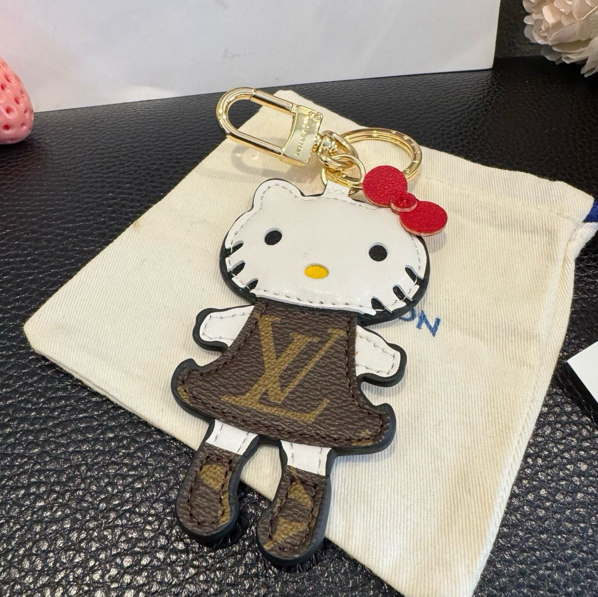 LOUIS VUITTON Metal Logo Bag Charm Keychain