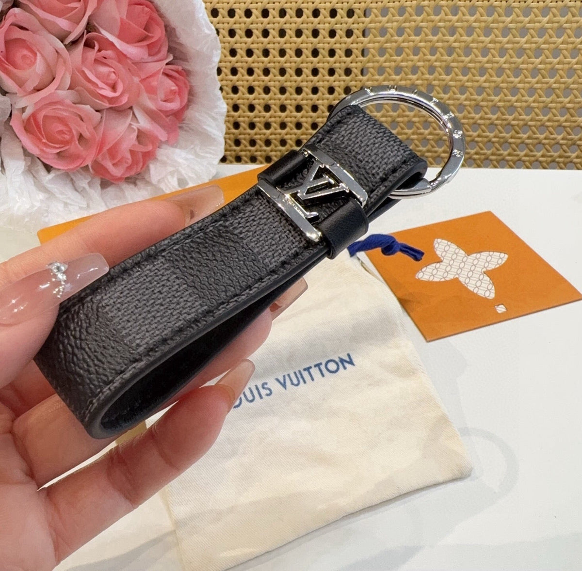 LOUIS VUITTON Logo Bag Charm Keychain