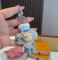 LOUIS VUITTON Leather Canvas Bag Charm Keychain