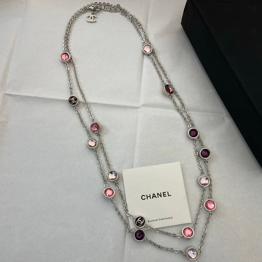 CHANEL Crystal Enamel Tassel Earrings