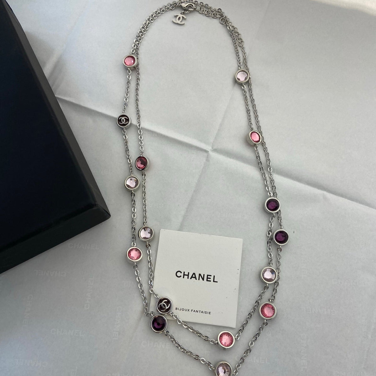 CHANEL Crystal Enamel Tassel Earrings
