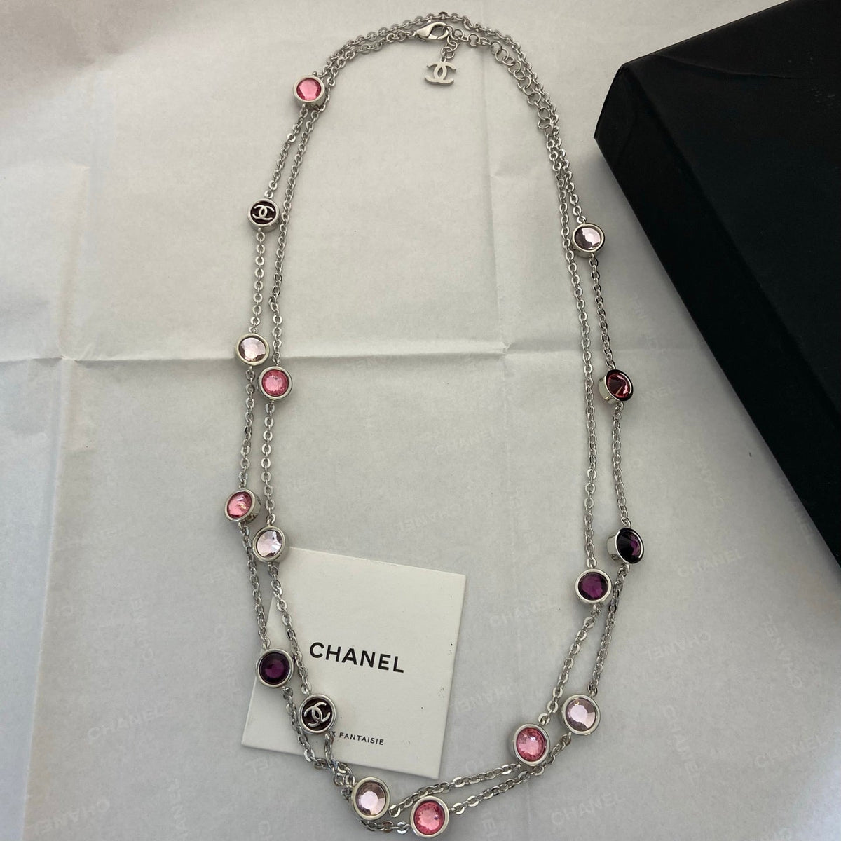 CHANEL Crystal Enamel Tassel Earrings