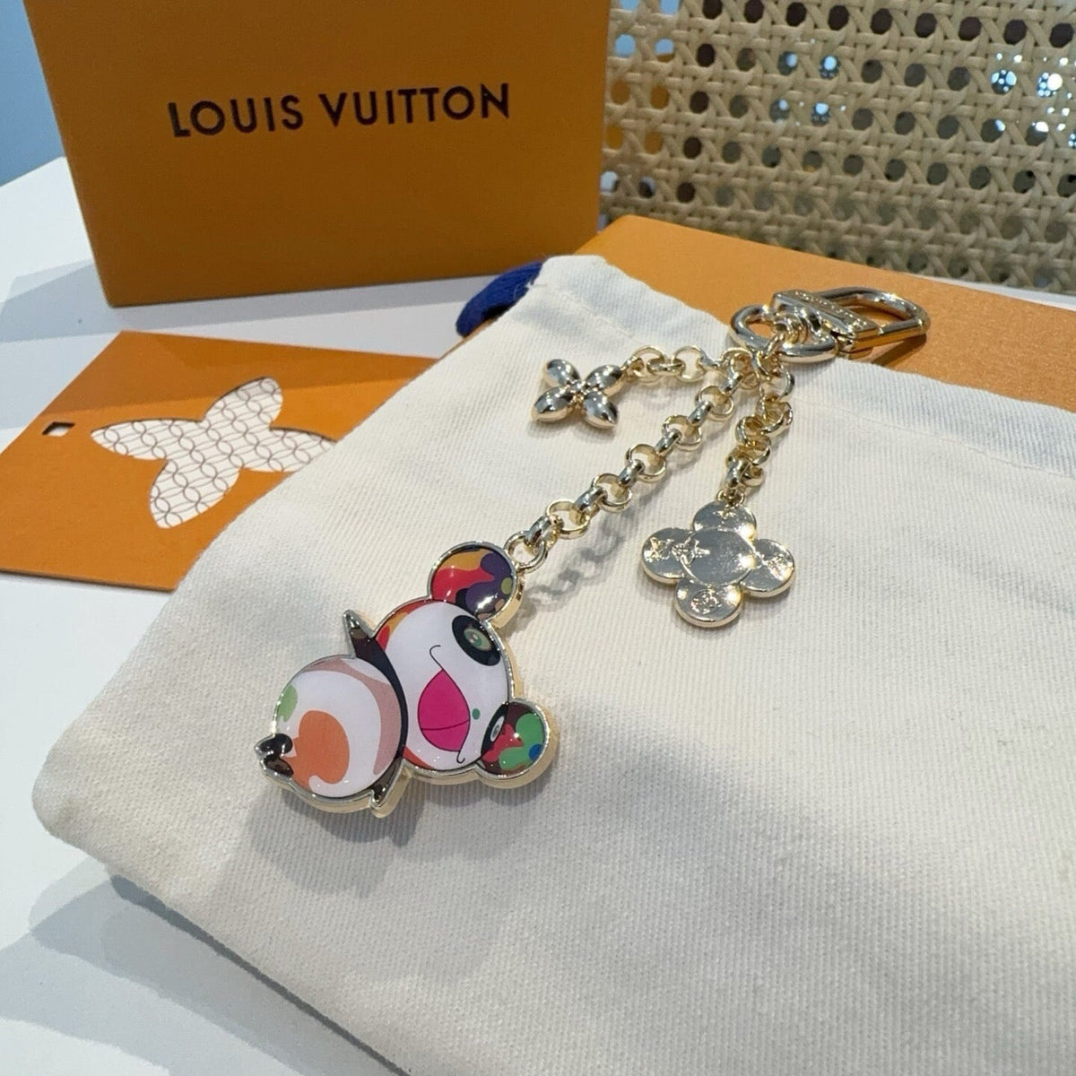 LOUIS VUITTON Brass Panda Bag Charm Keychain